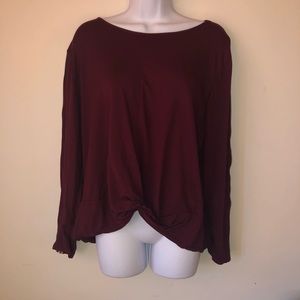 Burgundy Red Long-sleeve Top